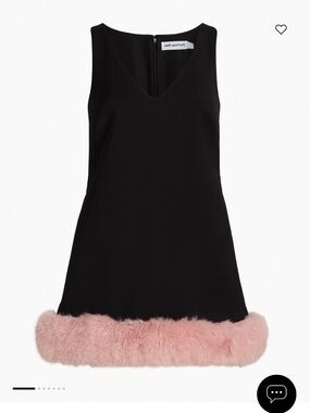 Like New Self Portrait Crepe Faux-Fur-Trim A-Line Minidress